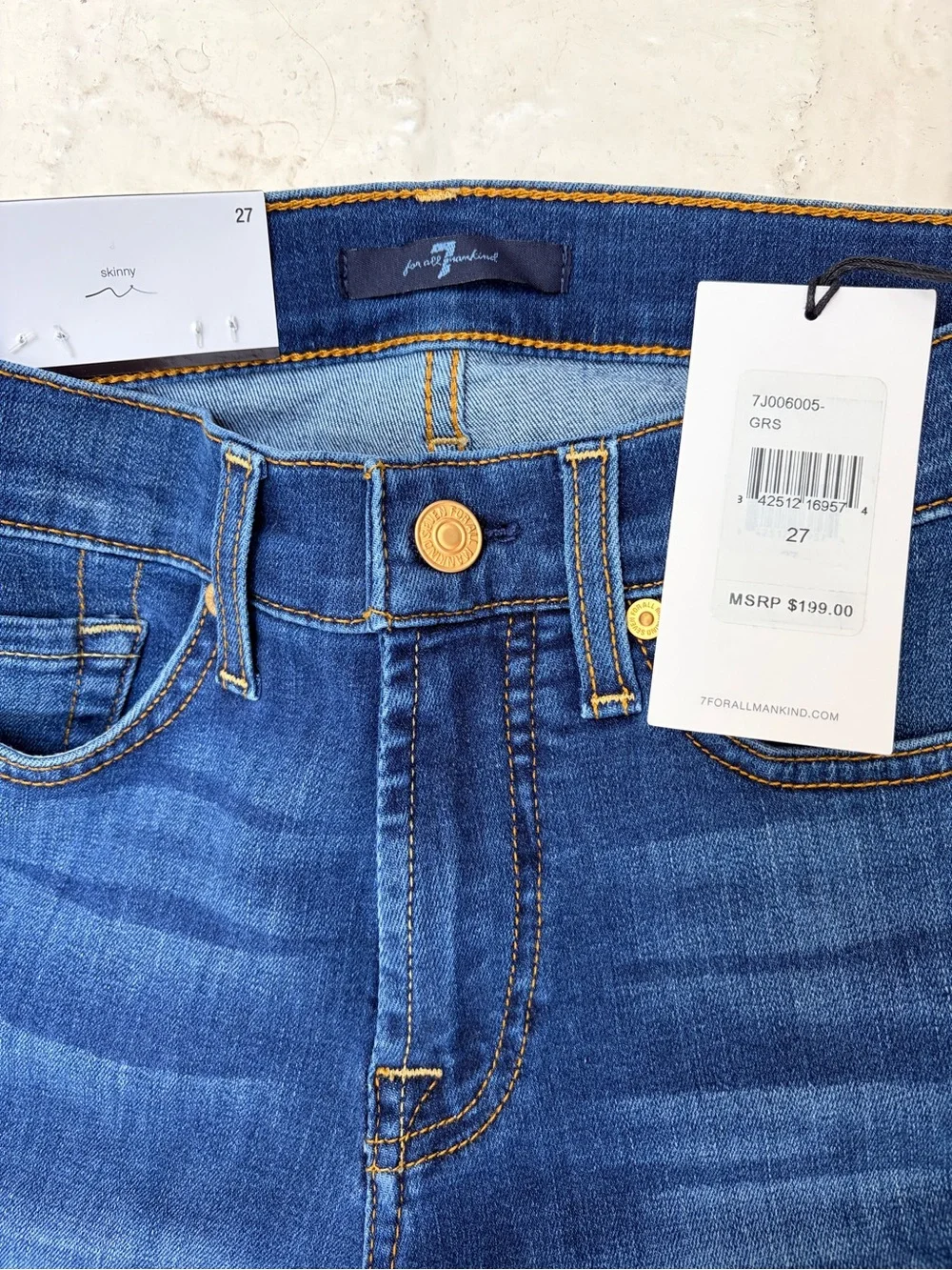 NWT! Seven for All Mankind Gwenevere Mid-Rise Women's Dark Blue Skinny Jeans